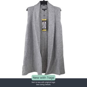Mario Serrani Italy Shawl Collar Sleeveless Cardigan Gray NWT